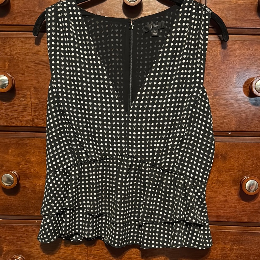 J Crew Black and White Star Pattern top